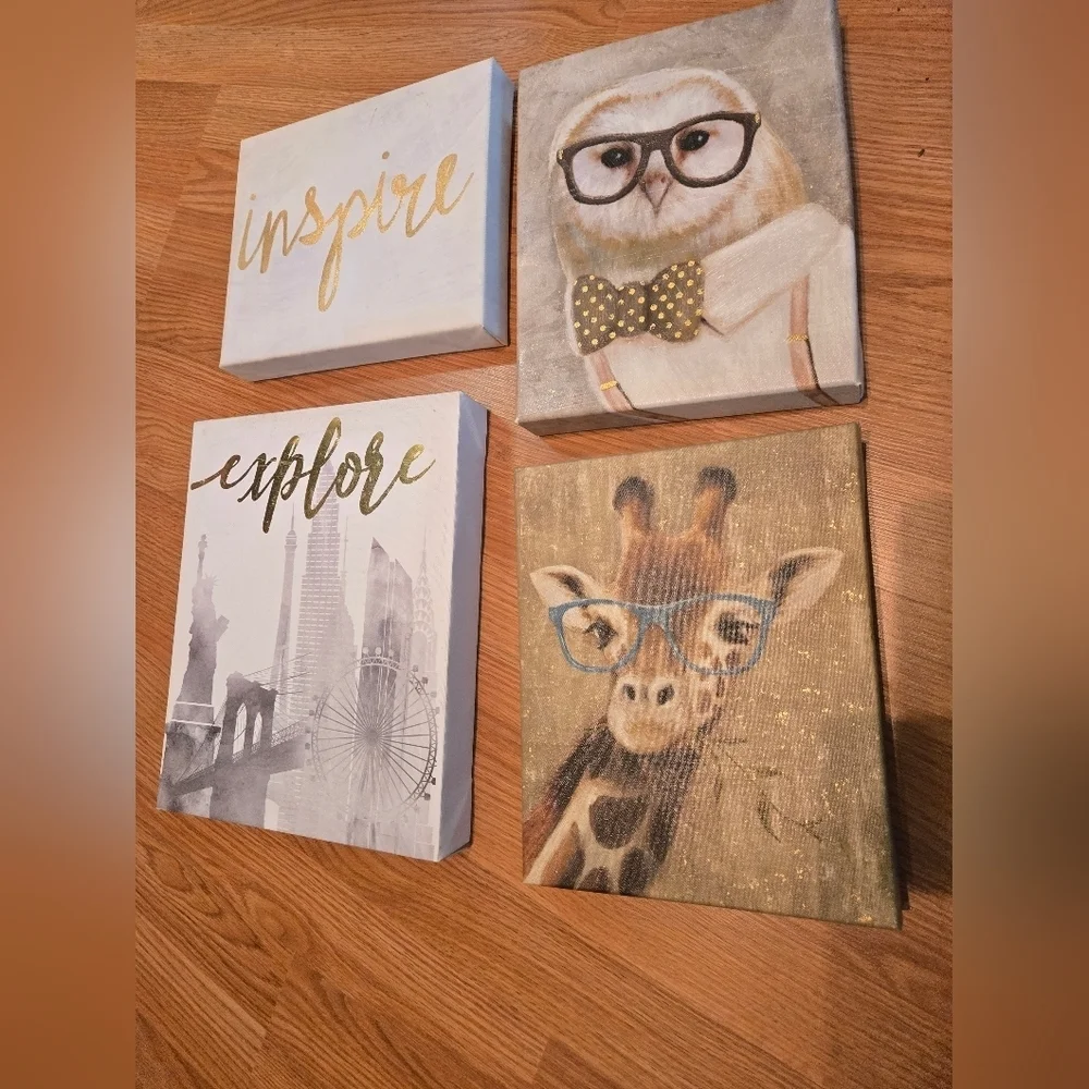 Set of 4 Inspirational Animal Canvas Prints